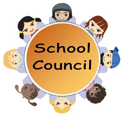 school council graphic with animated people gathering around a table